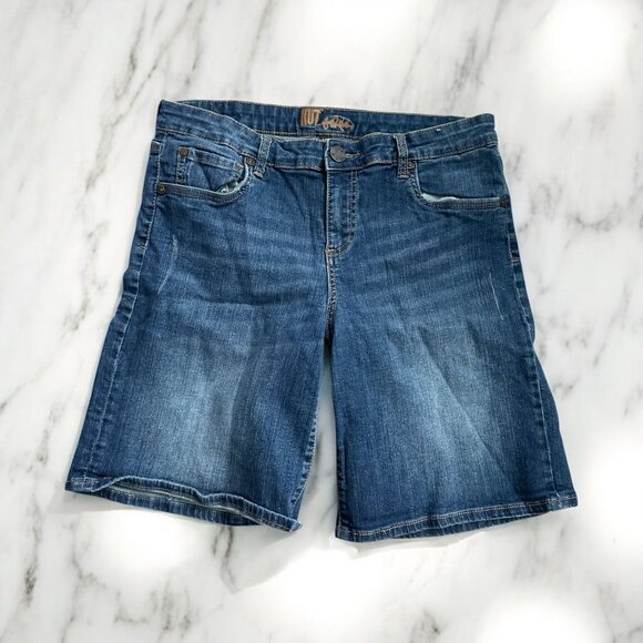 KUT FROM KLOTH Girls Dark Wash Long Bermuda Shorts Size 14 - Picture 1 of 7